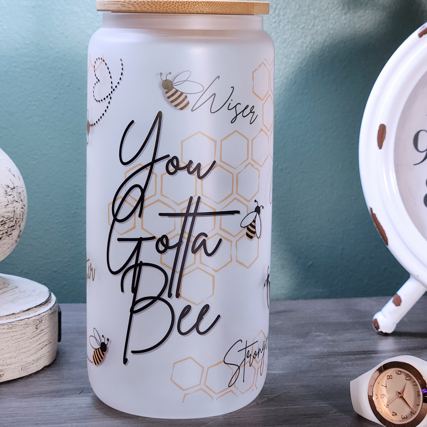 You Gotta Bee 18oz Frosted Glass Mug