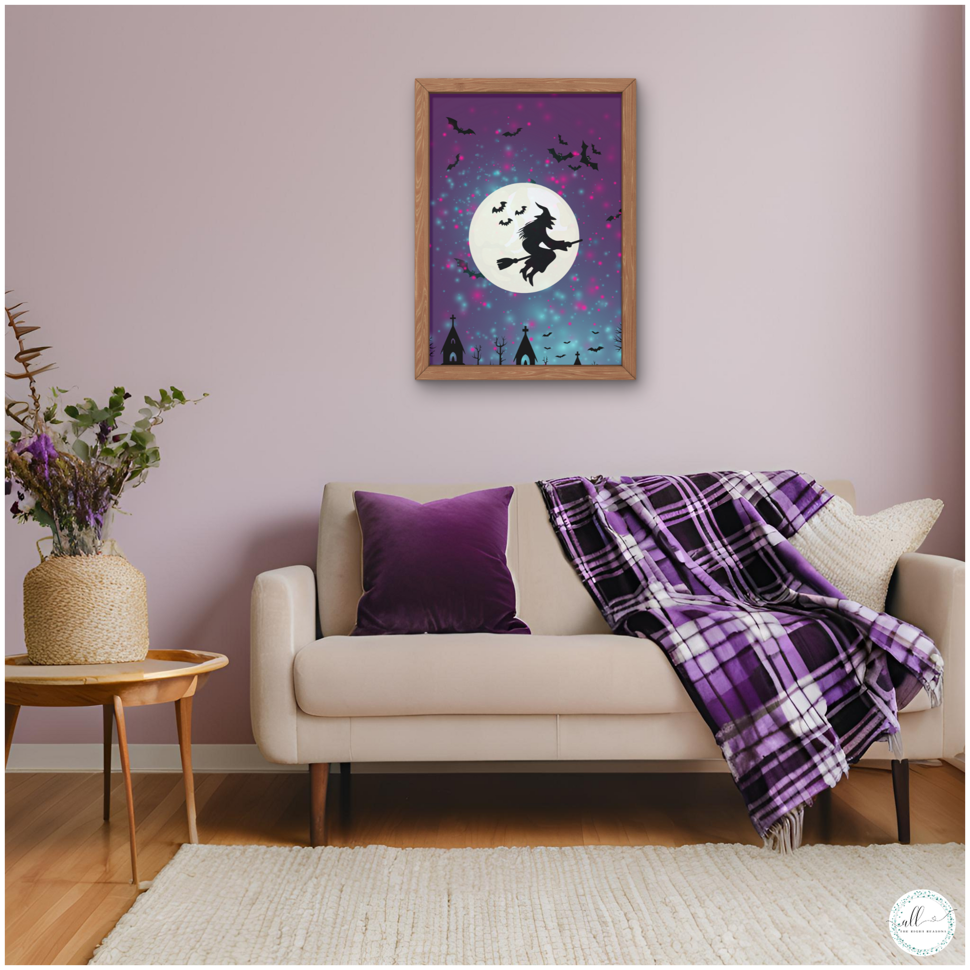 Enchant your home with our Bewitched by the Magical Moon Wall Art Download. This captivating design is perfect for adding a touch of whimsy and magic to your space. With its mystical moonlit theme, this print will bring a sense of wonder and charm to any room, making it a delightful addition to your Halloween or autumn décor.

Halloween | Wall Art | Digital Download | Witch | Moon | Purple | Black | Bats | Autumn | Fall | Holiday | Whimsical | Night
