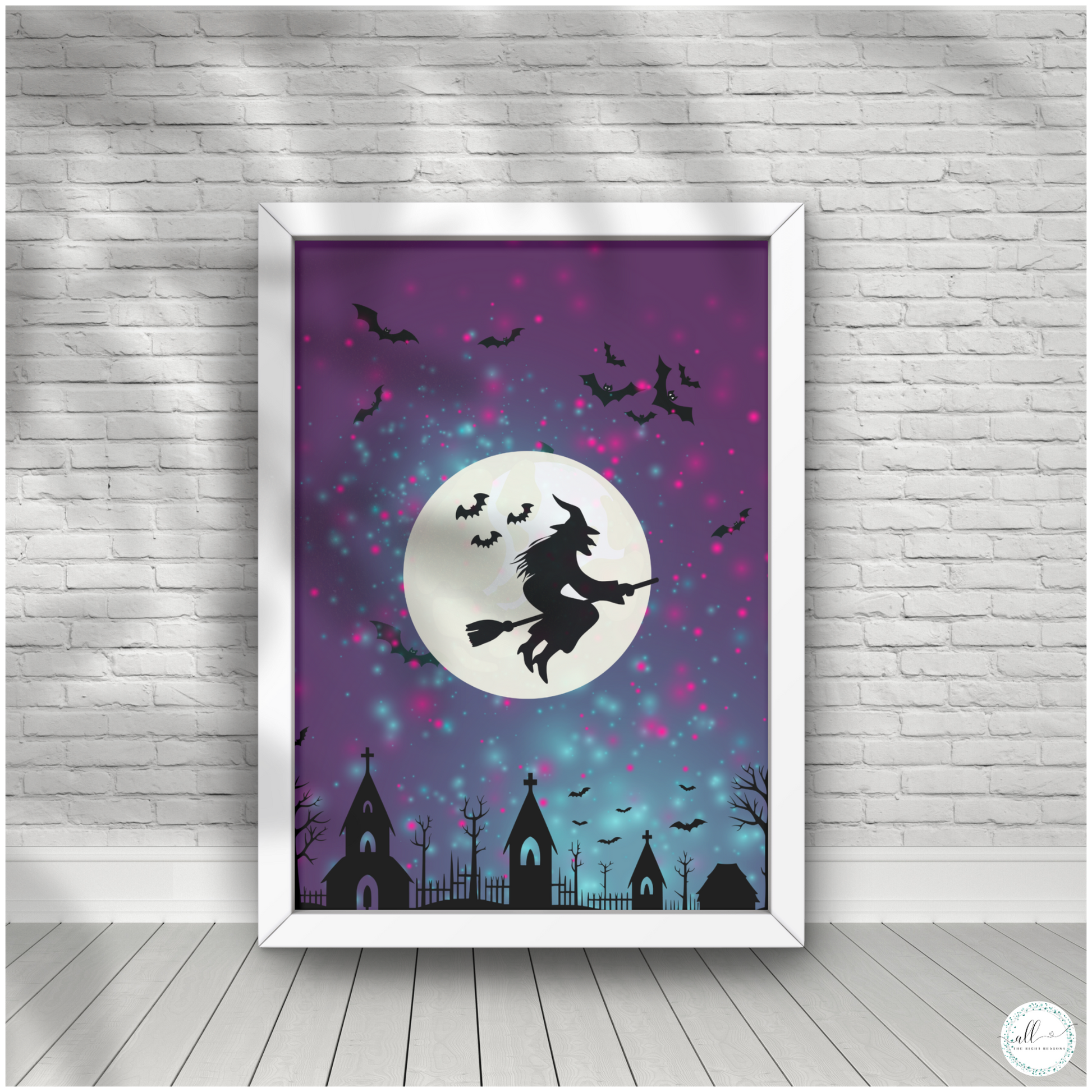 Enchant your home with our Bewitched by the Magical Moon Wall Art Download. This captivating design is perfect for adding a touch of whimsy and magic to your space. With its mystical moonlit theme, this print will bring a sense of wonder and charm to any room, making it a delightful addition to your Halloween or autumn décor.

Halloween | Wall Art | Digital Download | Witch | Moon | Purple | Black | Bats | Autumn | Fall | Holiday | Whimsical | Night
