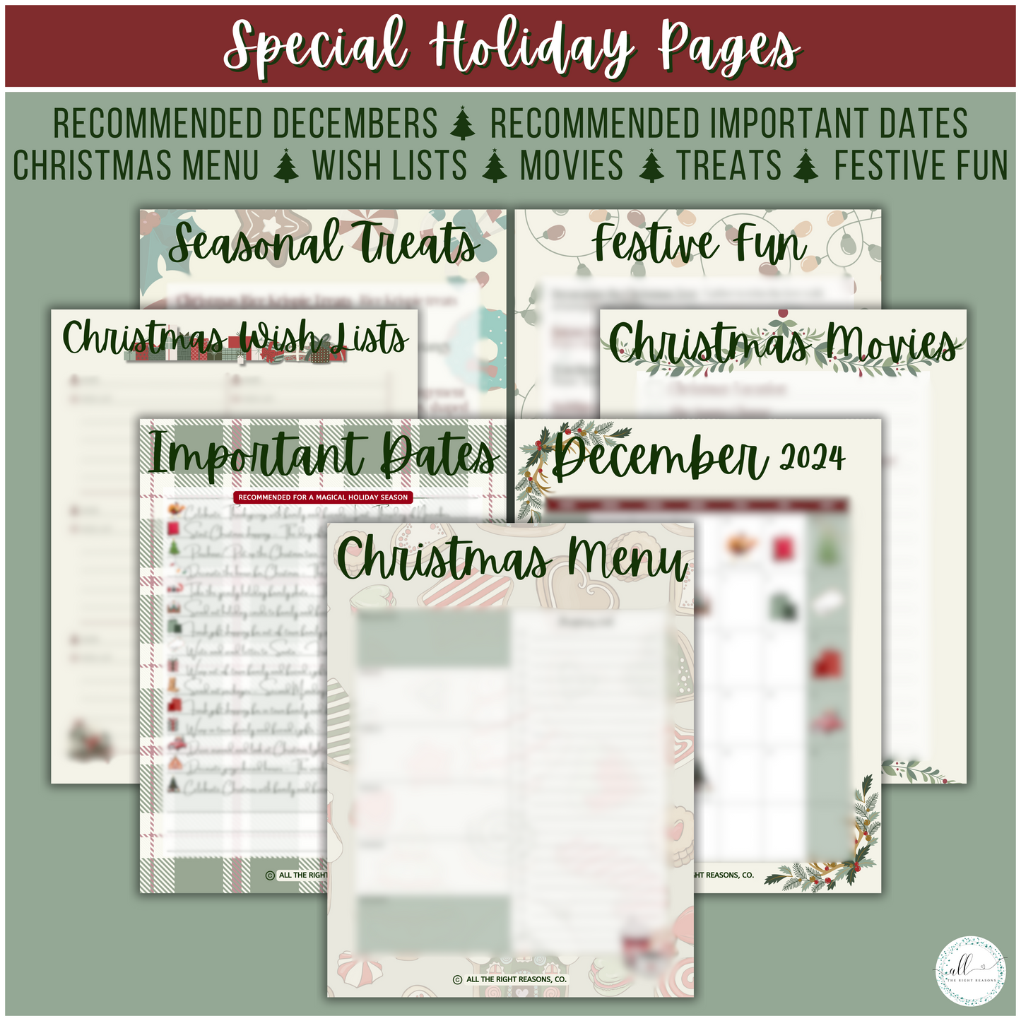 Get ready for a festively organized holiday with our Christmas All-in-One Planner Download, carefully designed to guide you through every merry moment from 2024 to 2026. This elegant and versatile planner offers everything you need to manage your celebrations effortlessly, along with special seasonal recommendations to make your Christmas merry, bright, and stress-free.

Christmas | Planner | Digital Download | Holly | Santa | Green | Red | Presents | Winter | Decorations | Holiday | Budget | Goals