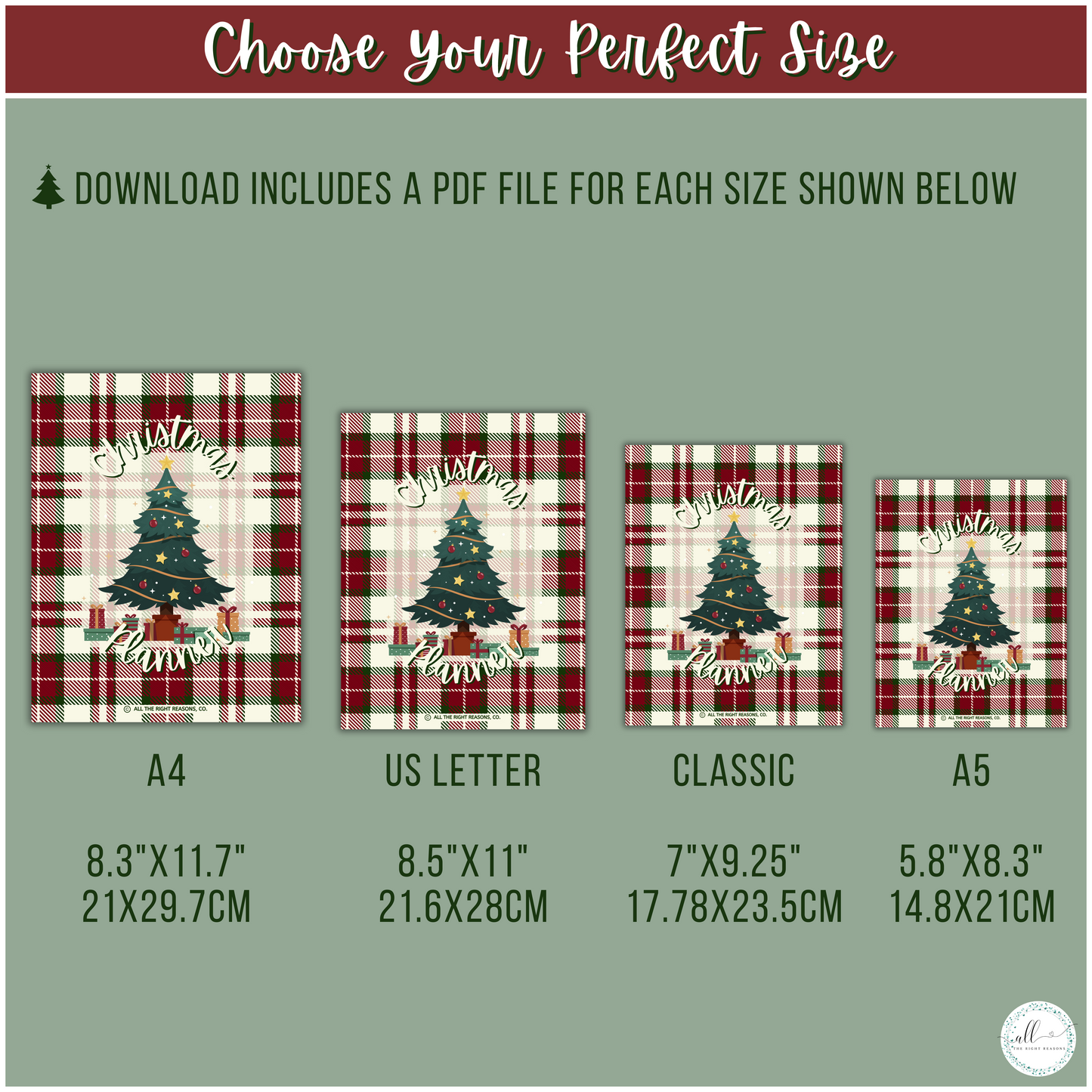 Get ready for a festively organized holiday with our Christmas All-in-One Planner Download, carefully designed to guide you through every merry moment from 2024 to 2026. This elegant and versatile planner offers everything you need to manage your celebrations effortlessly, along with special seasonal recommendations to make your Christmas merry, bright, and stress-free.

Christmas | Planner | Digital Download | Holly | Santa | Green | Red | Presents | Winter | Decorations | Holiday | Budget | Goals