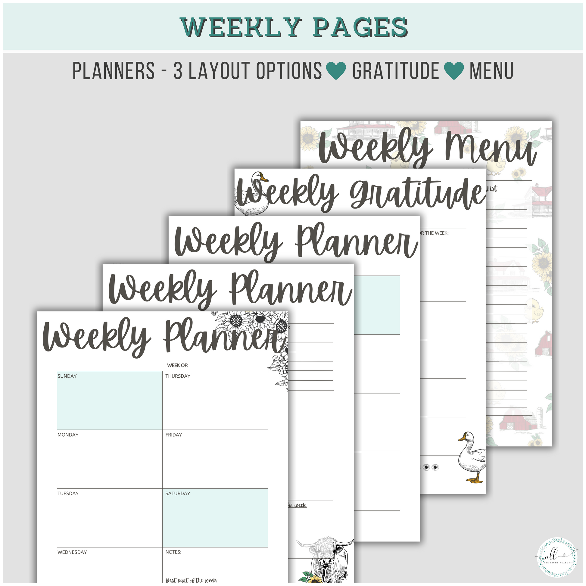 Embrace the charm of the countryside with our Farm Life All-in-One Planner Download. Stay organized from 2024 to 2026 with this charming and practical planner, designed to help you manage your days, weeks, and months effortlessly. With over 30 pages of comprehensive planning tools, it offers everything you need to keep track of your goals and progress while celebrating the simplicity of farm life.

Farm | Planner | Digital Download | Flowers | Blue | Red | Chicken | Animals | Country | Truck | Cow | Budget 