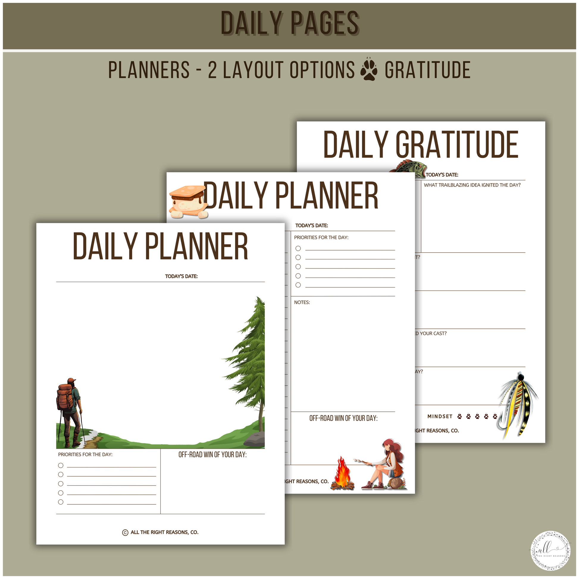 Gear up for every adventure with our Outdoor All-in-One Planner Download. From 2024 to 2026, this rugged and versatile planner helps you stay on top of your days, weeks, and months. With over 30 pages of detailed planning tools, it’s perfect for tracking your goals, progress, and adventures, while keeping your life organized and ready for the next outdoor journey.

Outdoor | Planner | Digital Download | ATV | Hunting | Camping | Off-Road | Fishing | Hiking | Adventure | Green | Budget | Goals