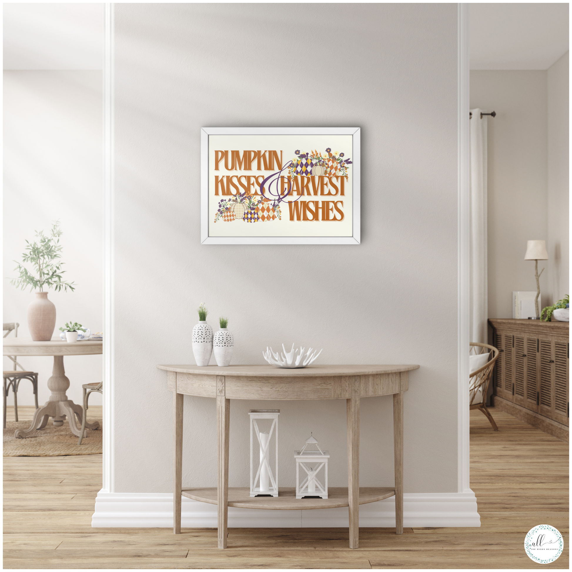 Bring the warmth of autumn into your home with our Pumpkin Kisses and Harvest Wishes Wall Art Download. This charming design is ready to print and display, perfect for adding a cozy touch to any room. Celebrate the harvest season with a delightful blend of pumpkin-themed art that infuses your space with seasonal cheer and elegance.

Halloween | Wall Art | Digital Download | Pumpkins | Purple | Orange | Flowers | Autumn | Fall | Holiday | Print | Harvest | Kiss