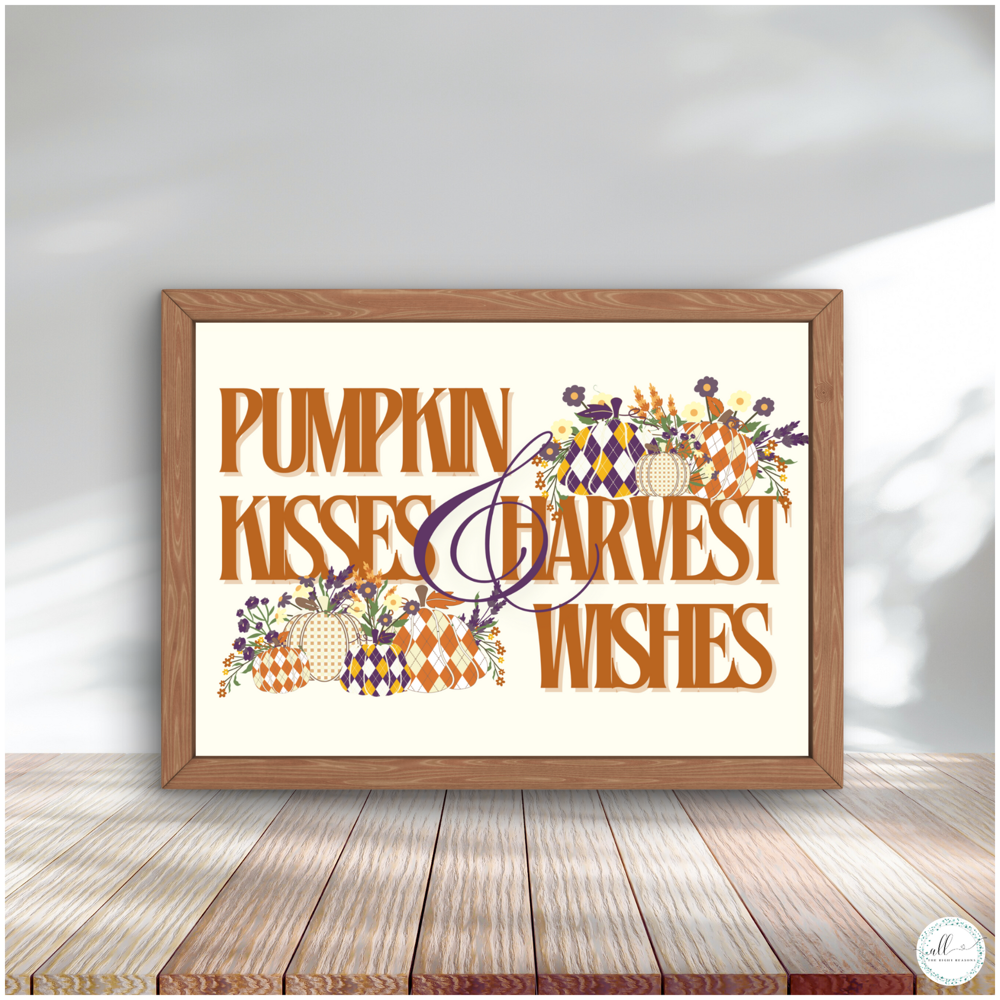 Bring the warmth of autumn into your home with our Pumpkin Kisses and Harvest Wishes Wall Art Download. This charming design is ready to print and display, perfect for adding a cozy touch to any room. Celebrate the harvest season with a delightful blend of pumpkin-themed art that infuses your space with seasonal cheer and elegance.

Halloween | Wall Art | Digital Download | Pumpkins | Purple | Orange | Flowers | Autumn | Fall | Holiday | Print | Harvest | Kiss