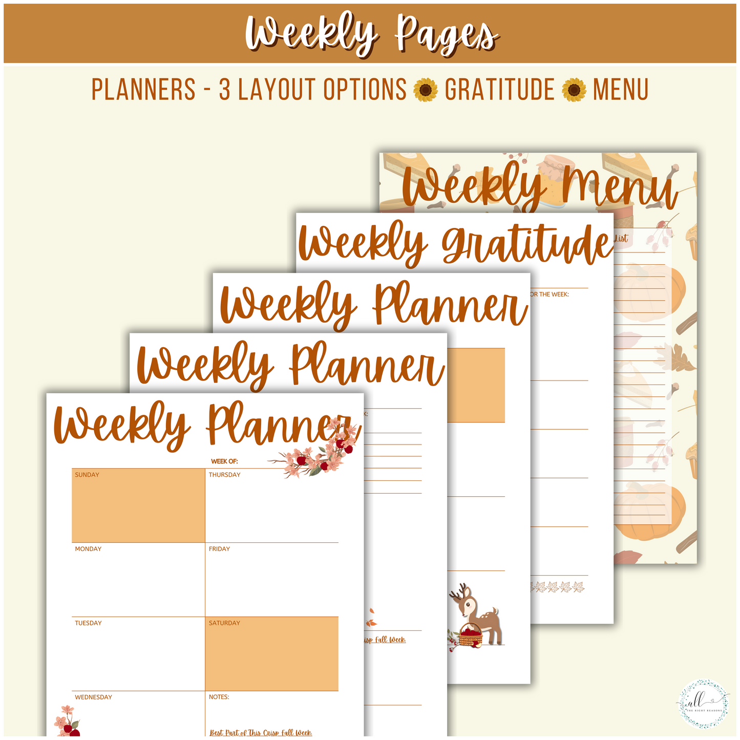 Embrace the beauty of autumn and plan the perfect holiday season with our Thanksgiving & Fall All-in-One Planner Download. Designed to keep you organized from 2024 to 2026, this cozy, fall-inspired planner helps you savor every moment. With special seasonal recommendations, you’ll enjoy all the warmth, gratitude, and joy the season brings!

Thanksgiving, Planner, Digital Download, Apples, Pumpkins, Orange, Sun Flowers, Animals, Autumn, Fall, Holiday, Budget, Goals